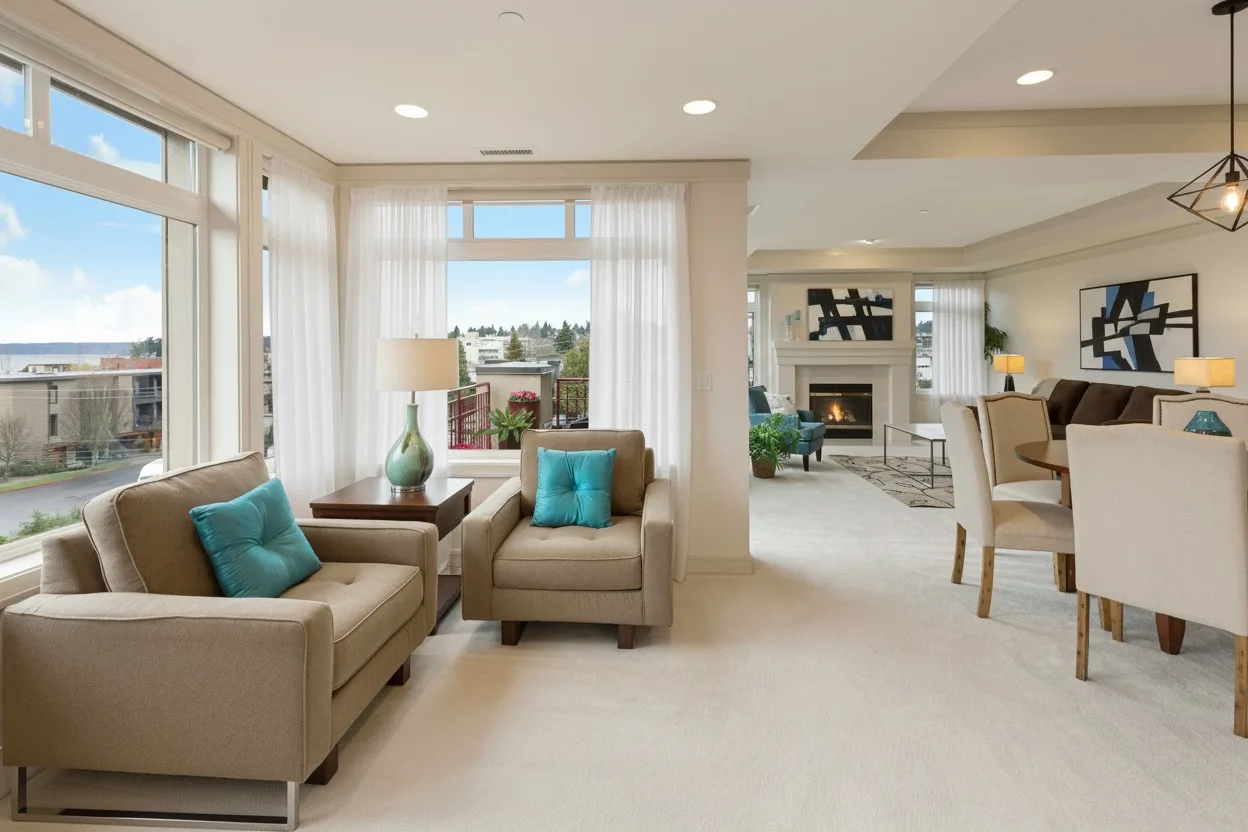 Room transformed to Modern Bright style