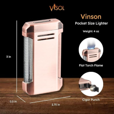 Product VINSON BRONZE FLAT FLAME LIGHTER VISOL