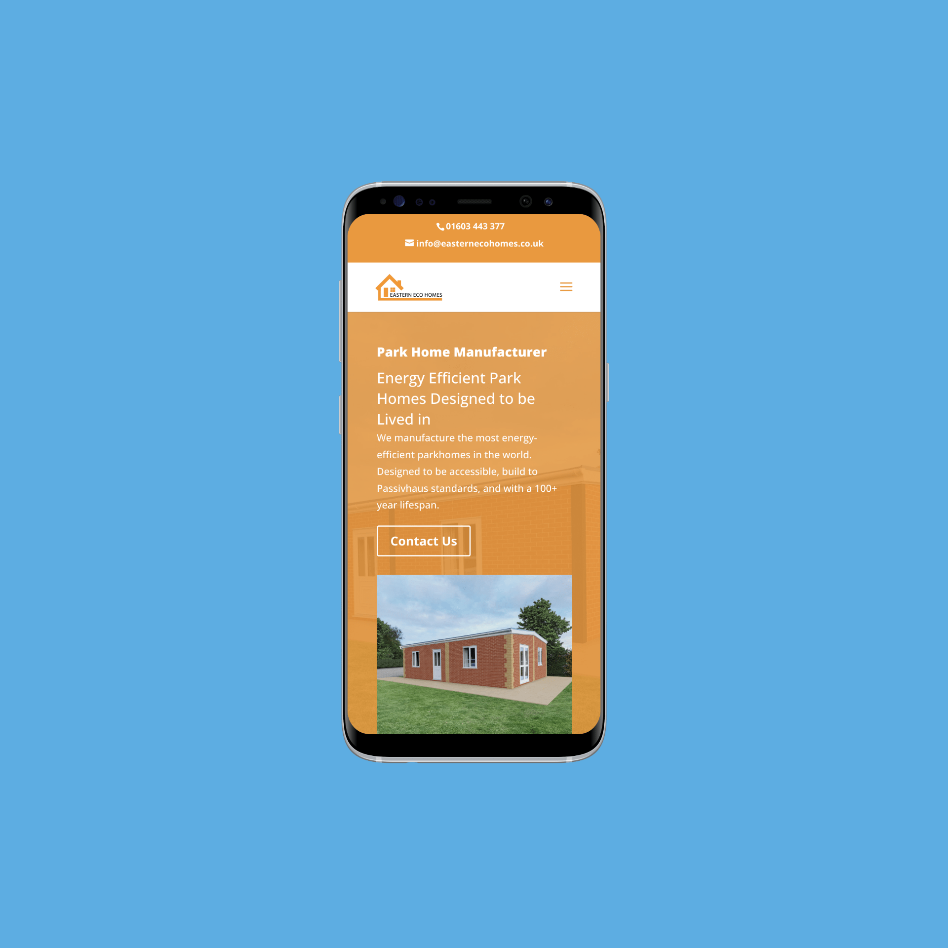 Screenshot of the Eastern Eco Homes website (1 of 2).