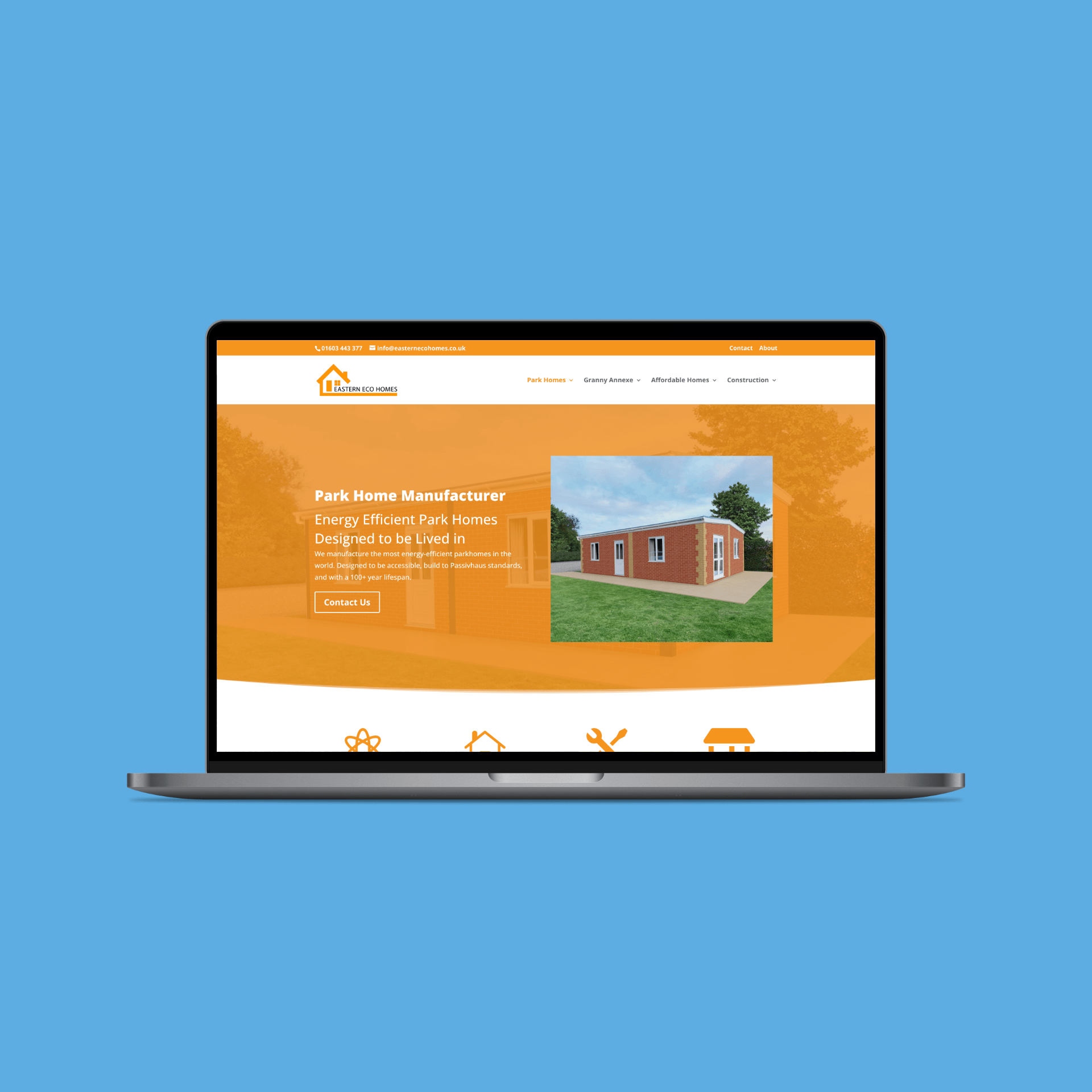 Screenshot of the Eastern Eco Homes website (2 of 2).