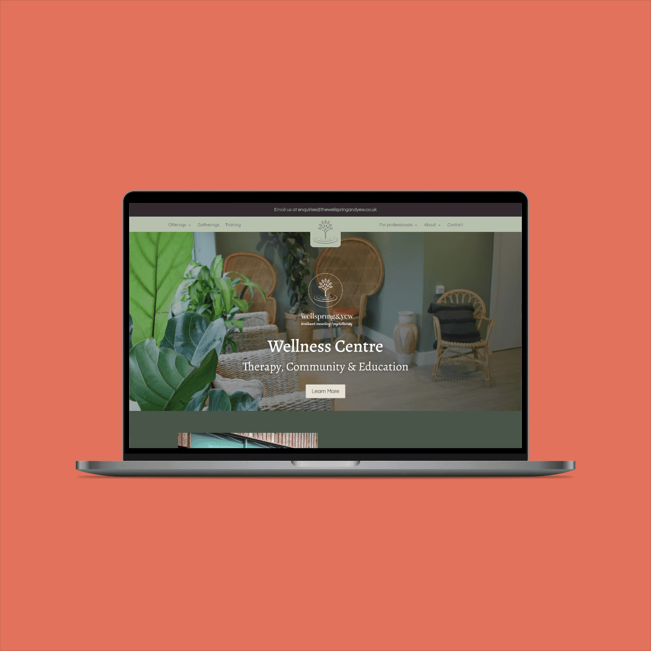 Screenshot of The Wellspring & Yew website (2 of 2).
