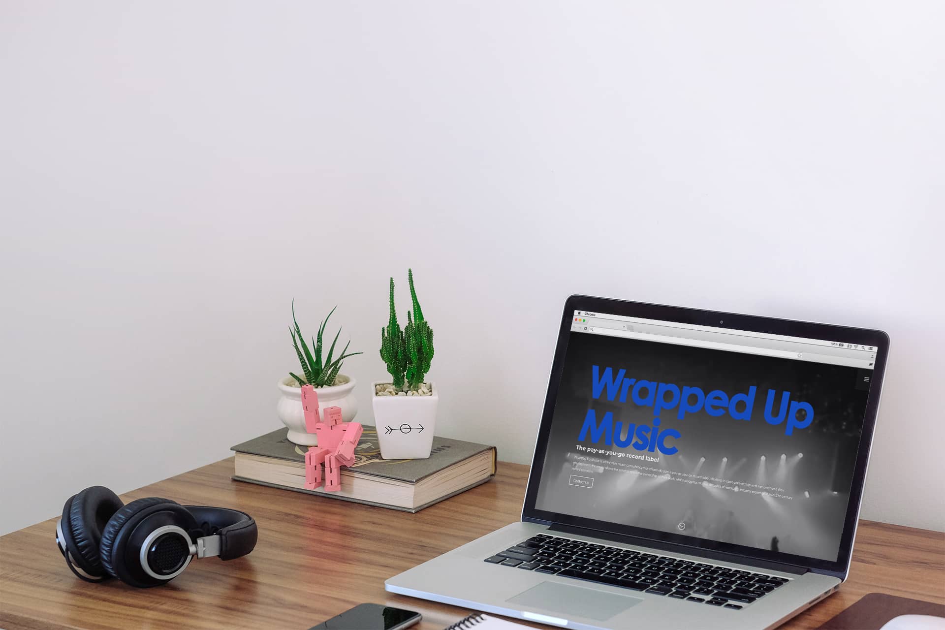 Screenshot of the Wrapped Up Music website (1 of 2).