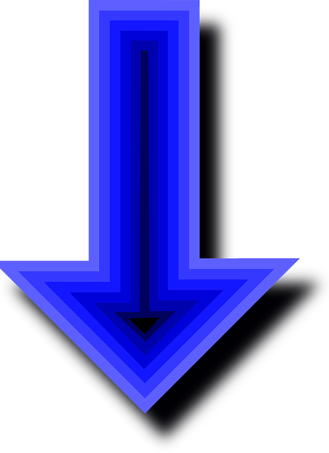 arrows, blue, down