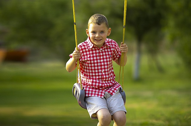 boy, swinging, playing