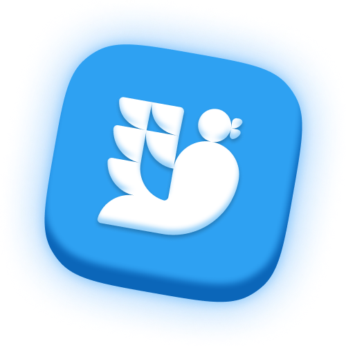 BrandBird 3D logo icon blue with transparent background