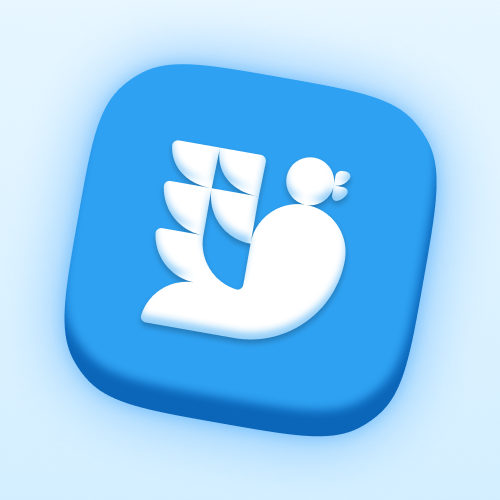 BrandBird 3D logo icon blue