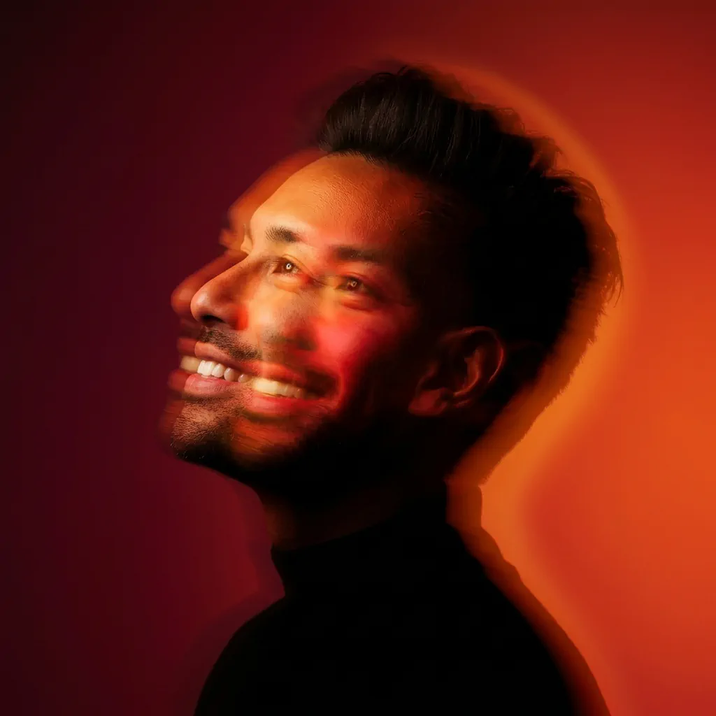 Chromatic Motion Blur portrait example with a man