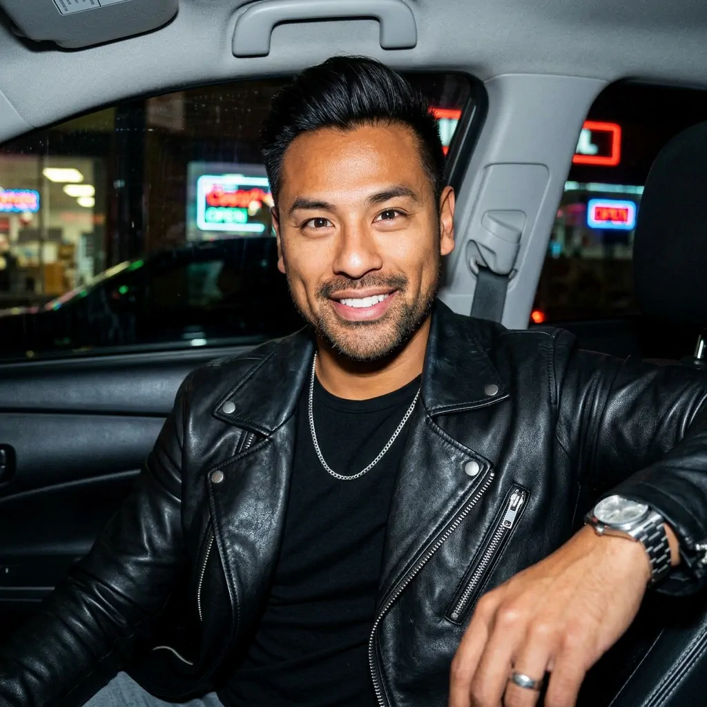 Flash Car Nightlife portrait example with a man