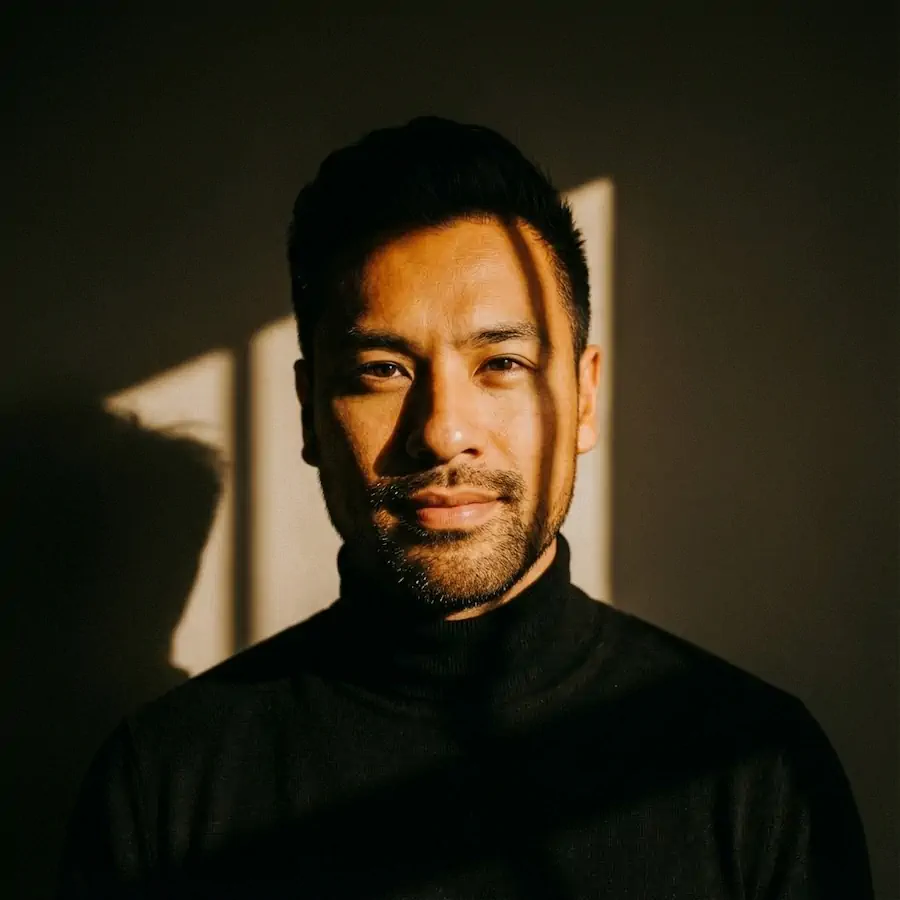 Golden Hour Shadows portrait example with a man