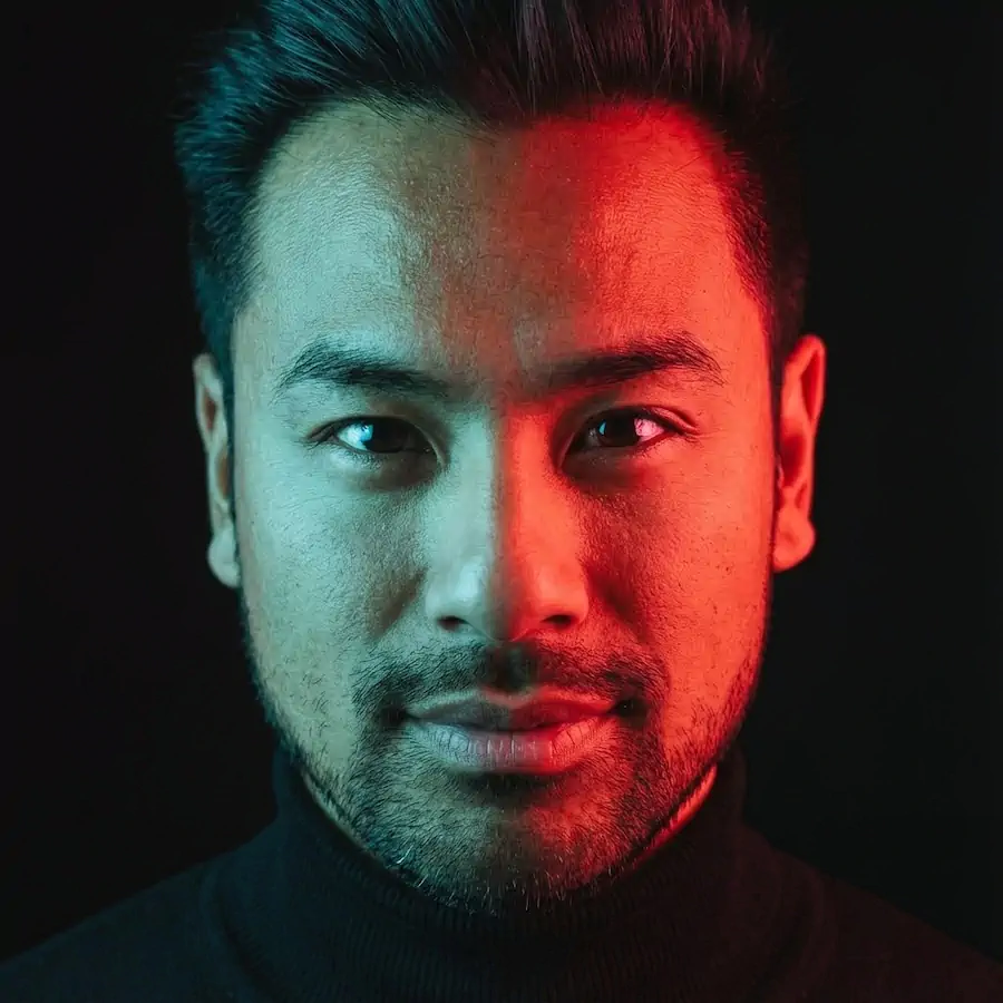 Neon Dual Tone 2 portrait example with a man