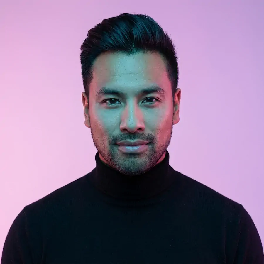 Neon Gradient Portrait portrait example with a man