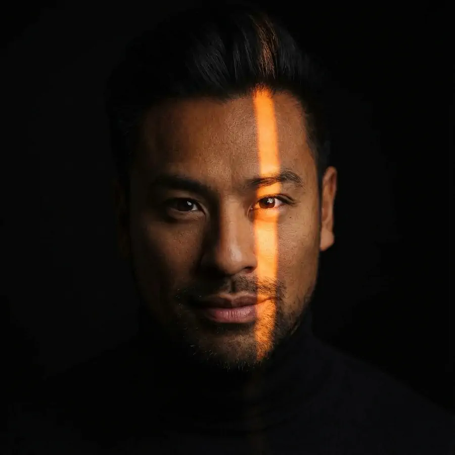 Slit Lighting portrait example with a man