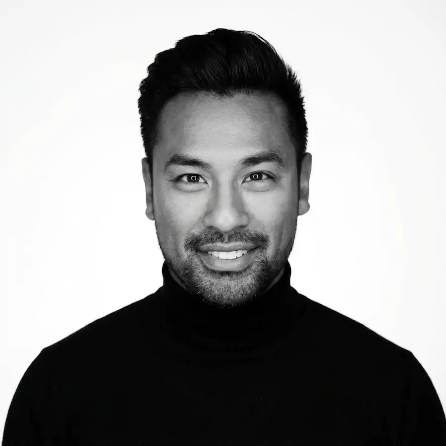 Studio B&W Headshot portrait example with a man