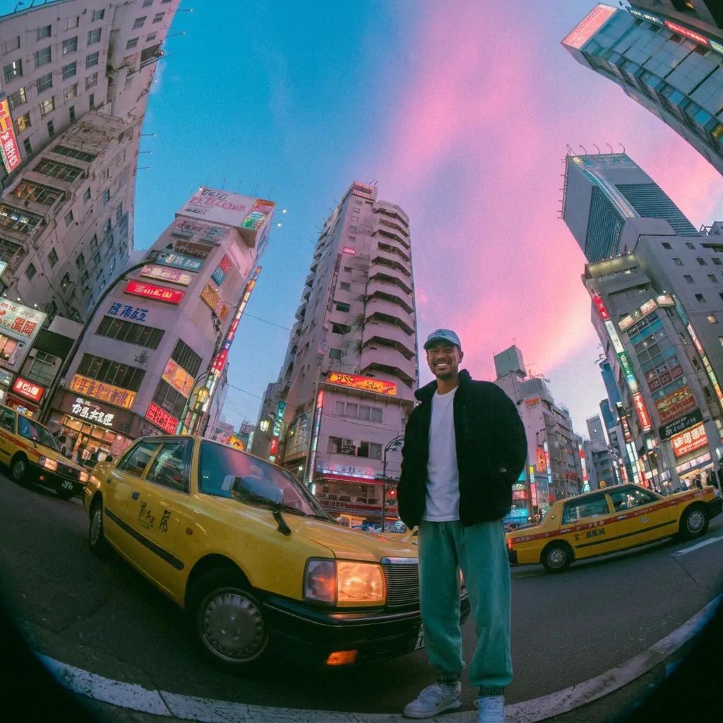Tokyo Neon Twilight portrait example with a man