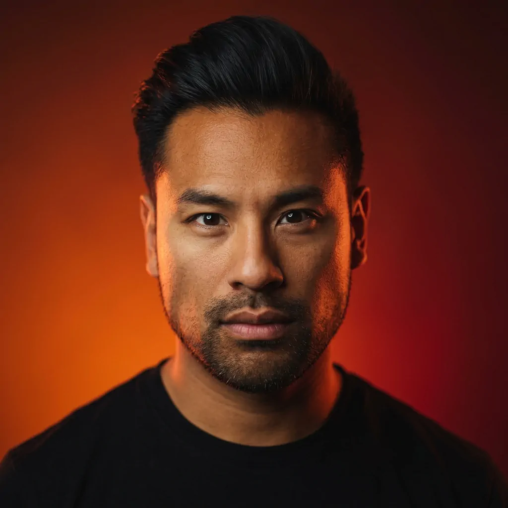 Warm Editorial Portrait portrait example with a man