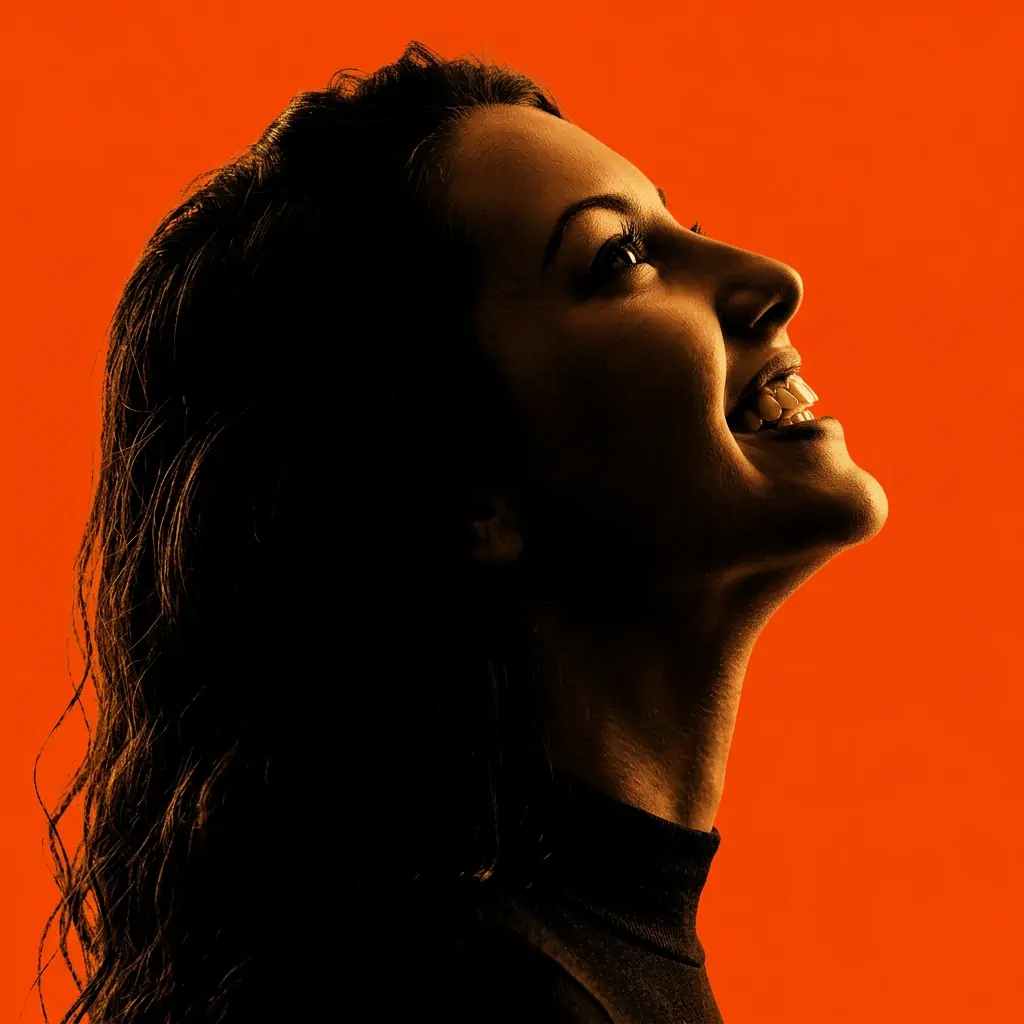 Dramatic Orange Silhouette portrait example with a woman