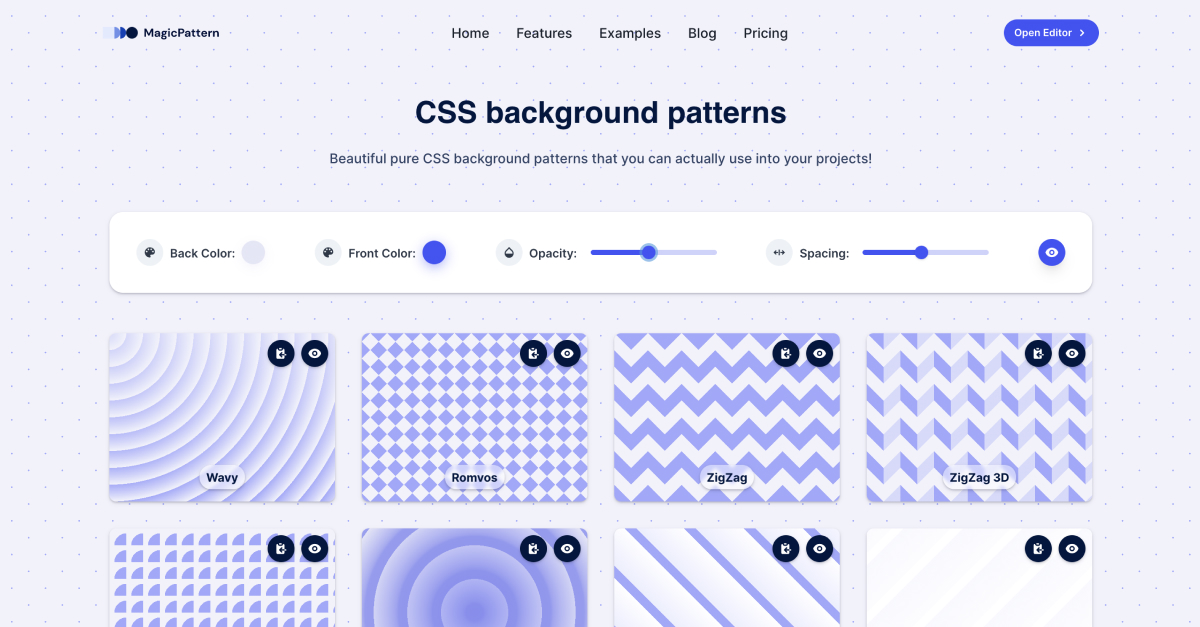 CSS Background Patterns by MagicPattern