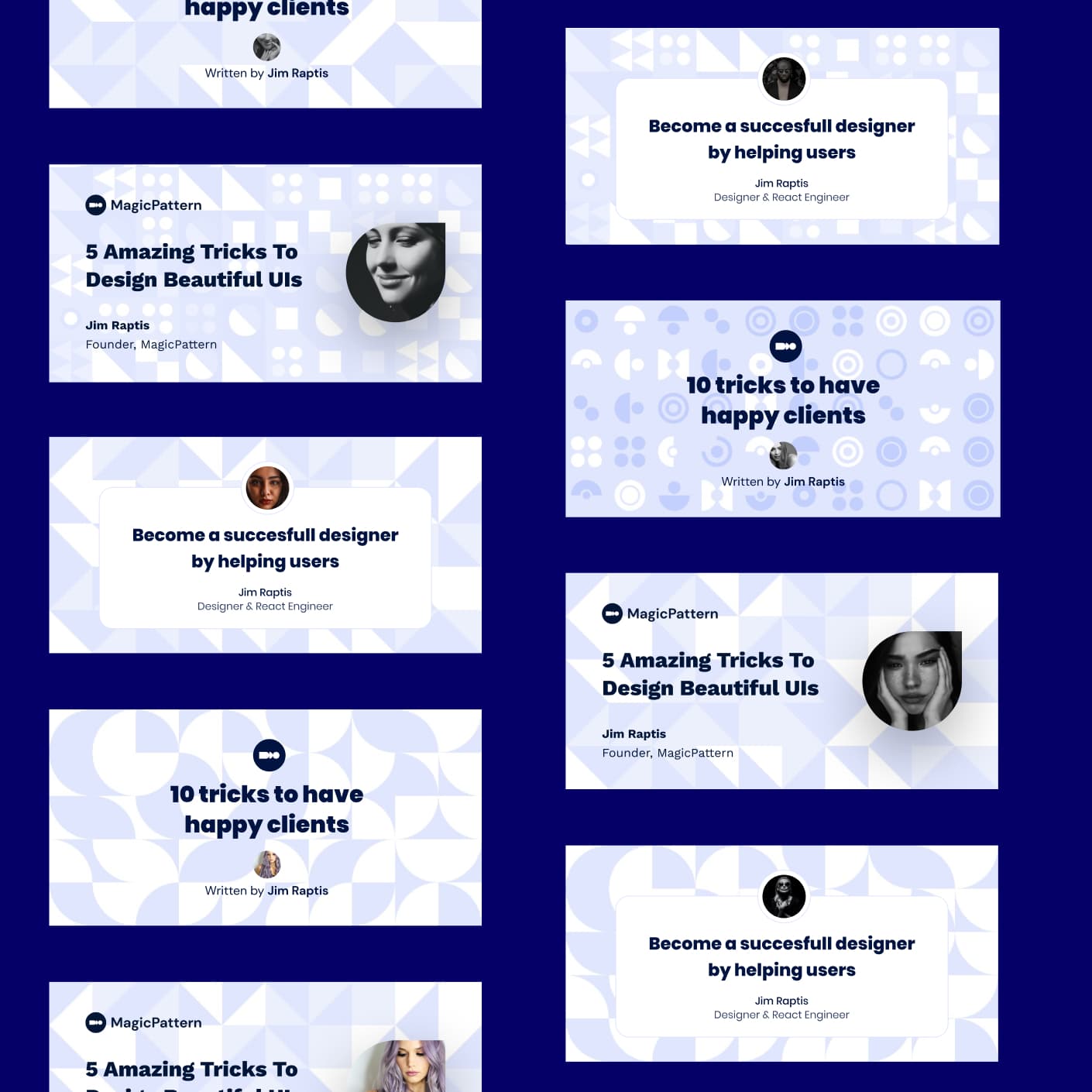 Various social media templates with pattern as background