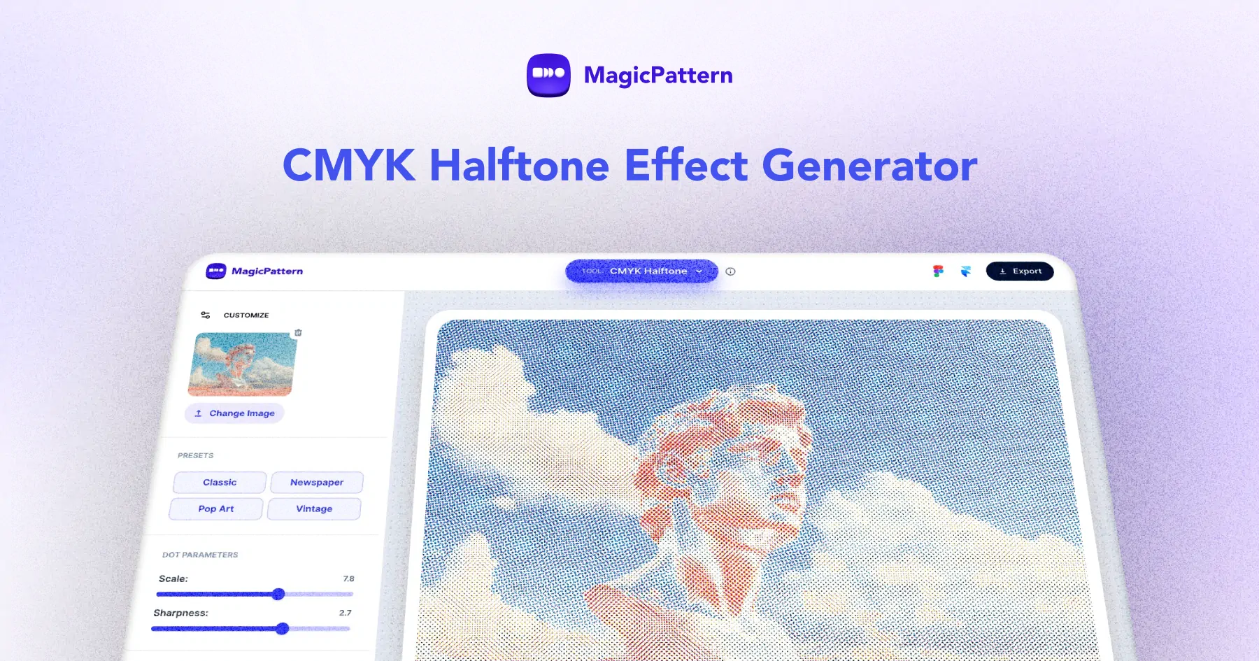 CMYK Halftone Generator – By the MagicPattern design toolbox