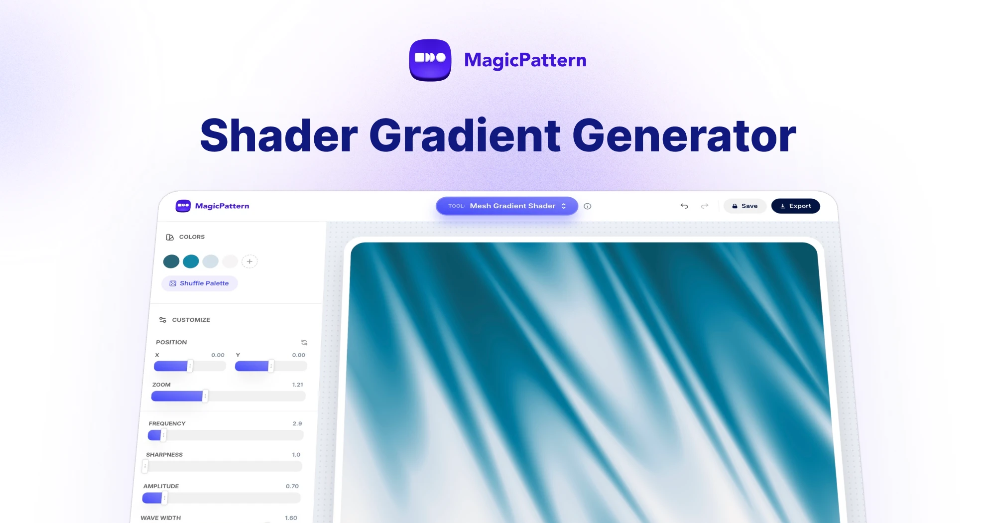 Mesh Gradient Shader Generator – By the MagicPattern design toolbox