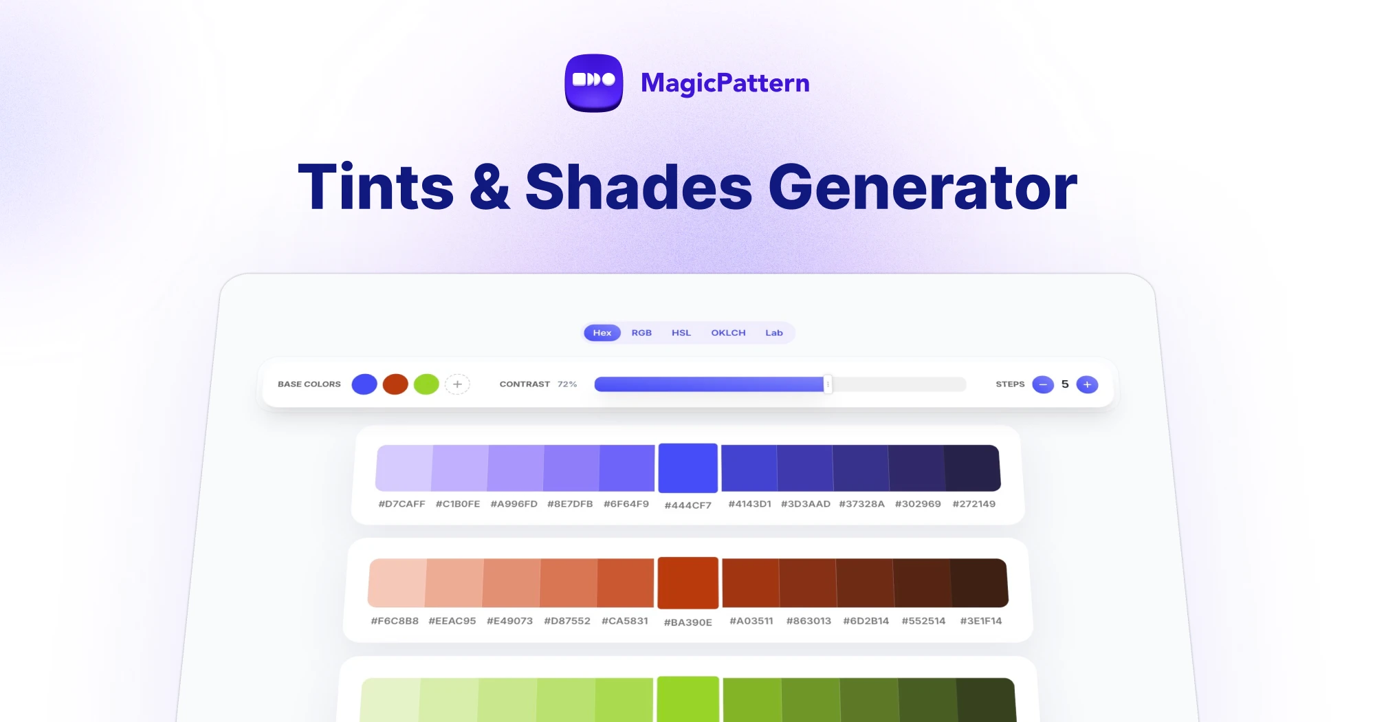 Color Tint & Shades Generator – By the MagicPattern design toolbox