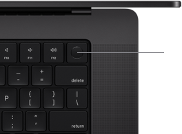 Top view of MacBook Pro keyboard with Touch ID
