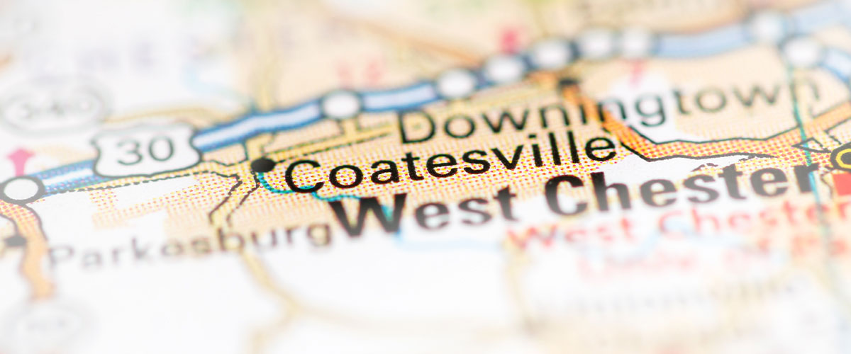 A photo of a map of a roadmap of Coatesville, PA