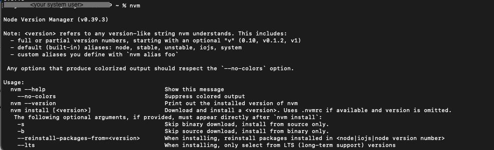 nvm macos success installation