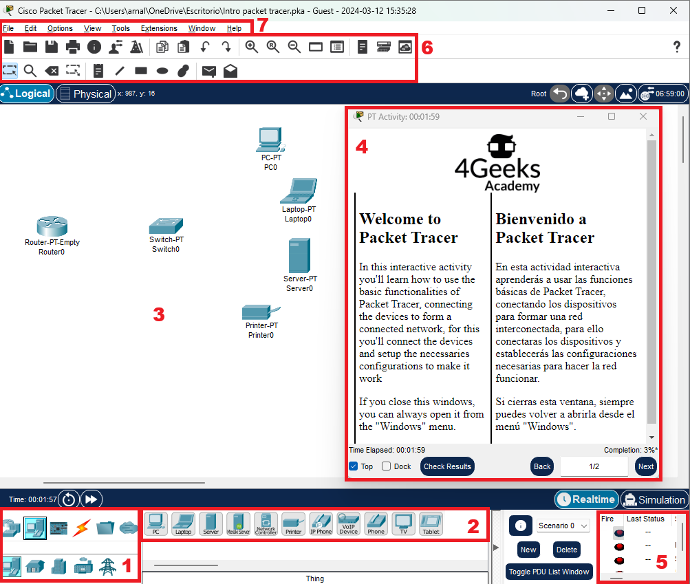 Packet Tracer interface