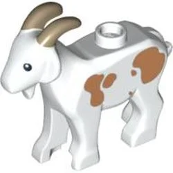 Goat with Dark Tan Horns and Medium Nougat Spots Pattern