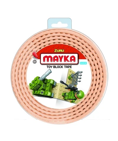 Mayka 34647 - Klebeband für Lego Bausteine, 2 m selbstklebendes Band mit 2 Noppen, gelbes Bausteinband, flexibles Noppenband zum Bauen mit Legosteinen für...