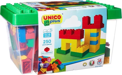 Unico Plus 8525 – Box mit Bausteinen, 18 Monate - 5 Anni (250 Teile)