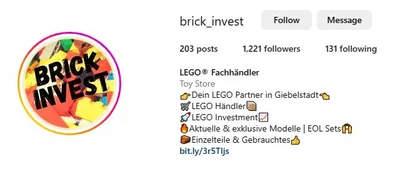 Expériences d'investissement Lego® de brick invest