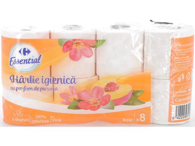 Hartie Igienica Piersica, Carrefour Essential, 8 Role, 3 Straturi