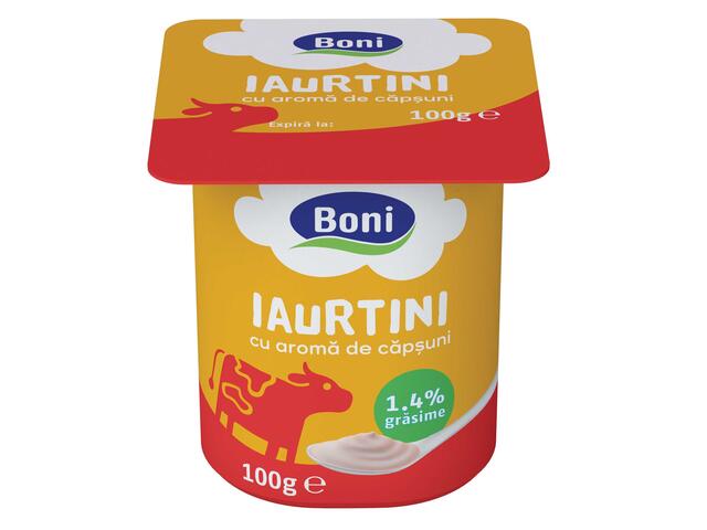 Boni Iaurt cu aroma de capsuni 1,4%, 100 g