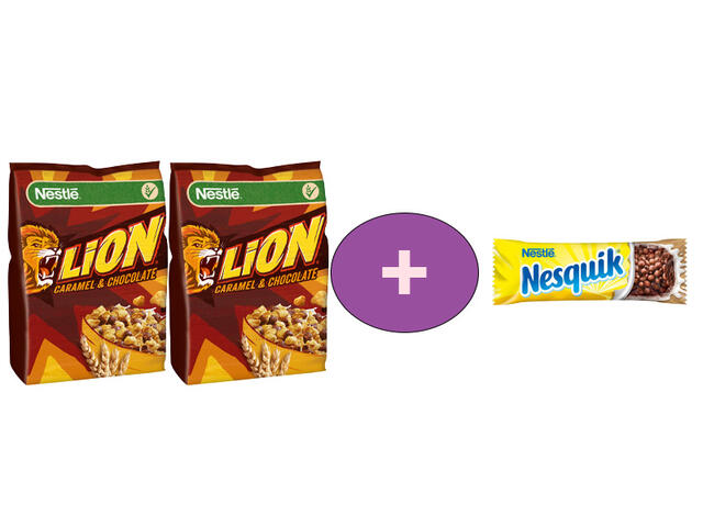 2x LION Cereale 250g + baton Nesquik 25g