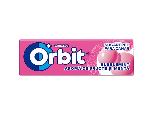 Orbit Bubblemint guma de mestecat cu arome de fructe si menta 10 buc 14 g