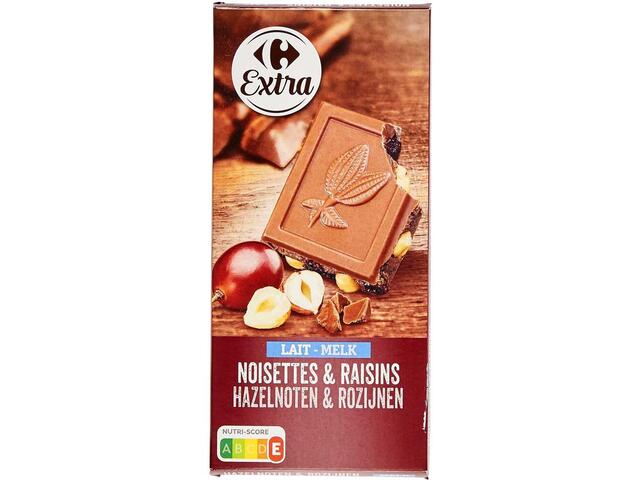 Ciocolata Lapte Alune&Stafide 200G Carrefour