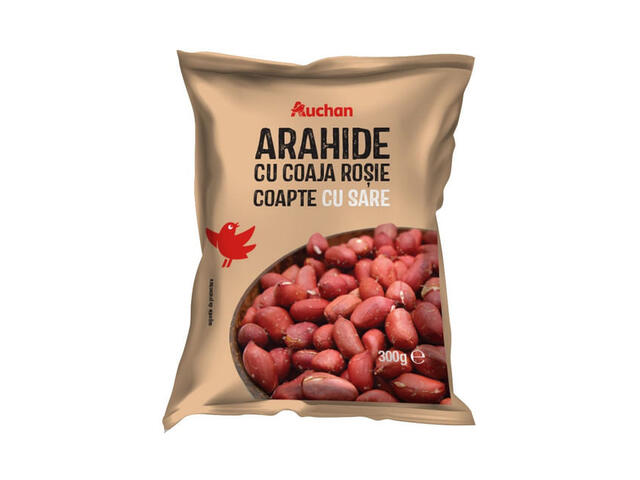 Arahide coapte in coaja rosie Auchan, cu sare, 300 g