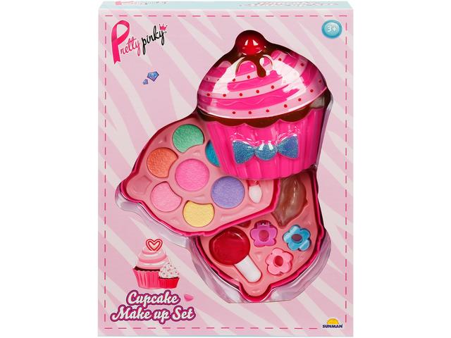 Set de machiaj cu 2 niveluri in forma de briosa, Pretty Pinky