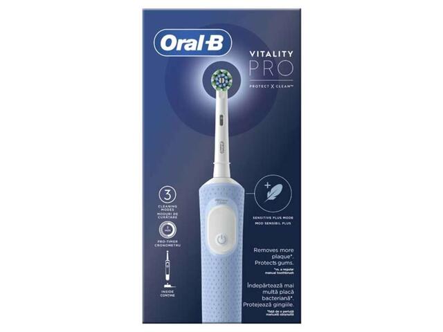 Periuta de dinti electrica Oral-B Vitality Pro, Curare 3D, 3 programe, 1 capat, Albastru