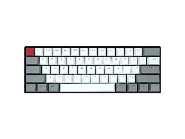 Kit butoane Royal Kludge PBT Double-Shot Keycaps, 61 taste, translucide, compatibile Cherry MX, US, Gri/Alb, KC-21