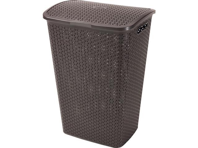 Cos depozitare rufe Curver 55L Rattan My Style, 42.8 x 60.4 x 33 cm, plastic, culoare maro