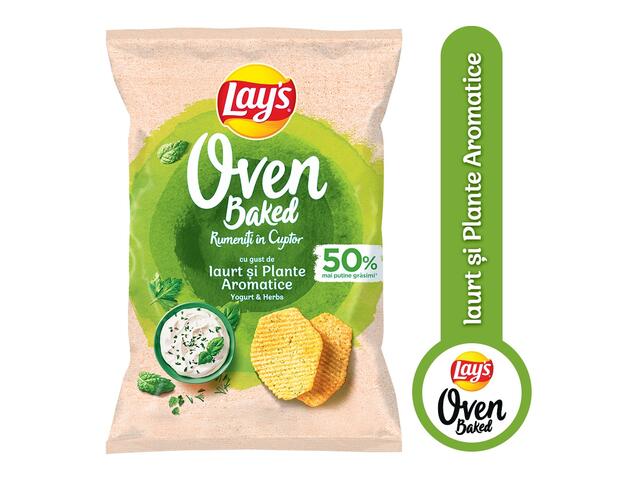 Lay's Baked rumeniti in cuptor, chipsuri din cartofi cu iaurt si ierburi aromatice, 105g