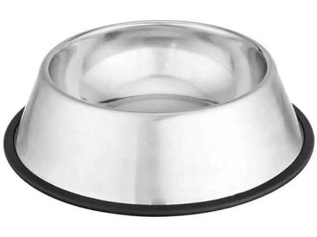 Castron pentru caini 4Dog, antiderapant, inox, 0.48 L, 15.5 cm, Argintiu