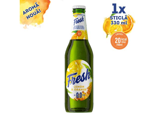 Fresh 0.0 Bere Si Suc Lamaie Si Portocale Fara Alcool Sticla 0.33L