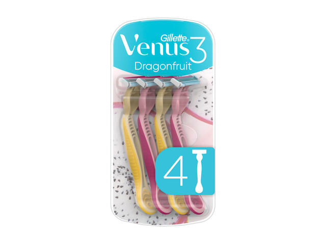 Aparat de ras de unica folosinta Venus 3 Dragonfruit Gillette, 4 buc