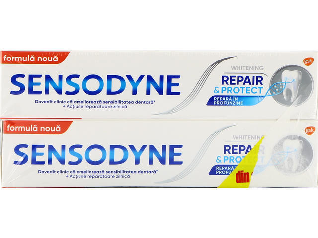 Pachet promo pasta de dinti Sensodyne Repair & Protect Whitening 75ML, 1 +1 -50% din al doilea