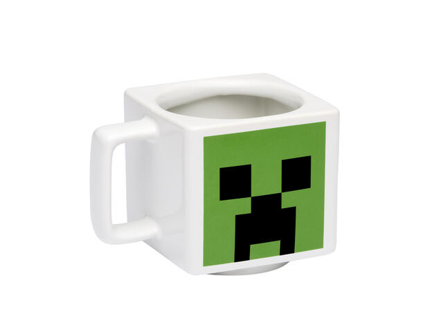 Cana Minecraft, model Creeper, 300 ML, Alb cu décor