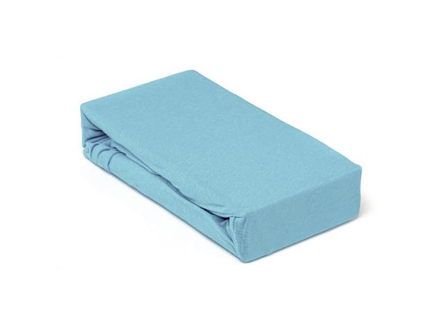 Husa saltea Jersey bleu, cu elastic, bumbac 100%, 140 x 200 cm